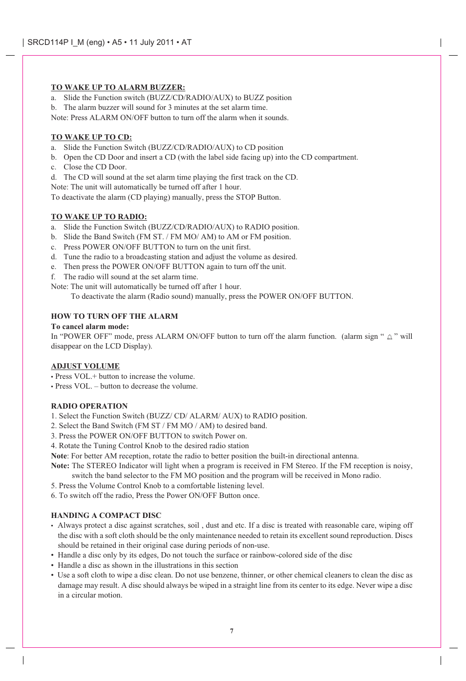 Curtis SRCD114P User Manual | Page 7 / 10