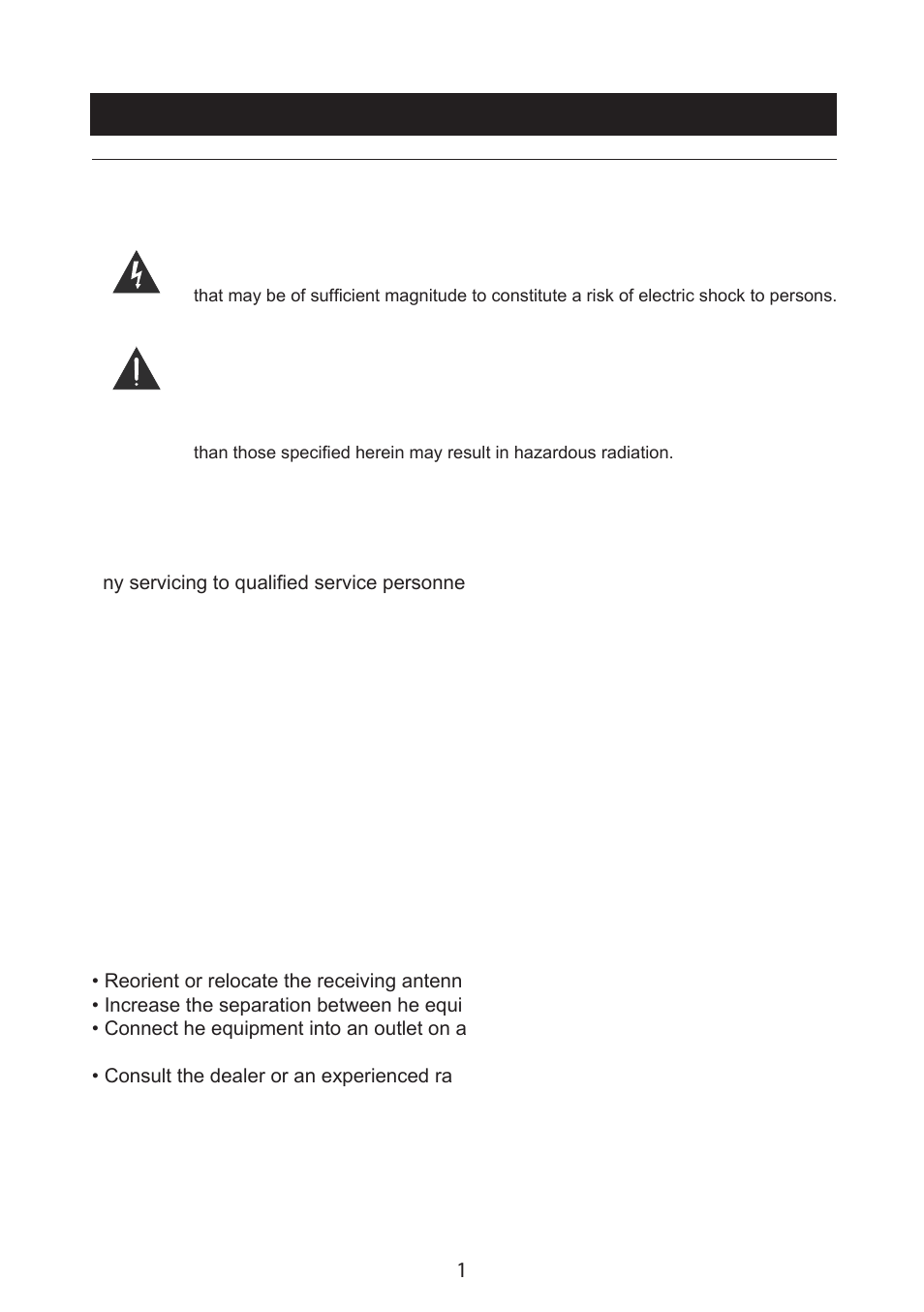 Warnings and precautions | Curtis SRCD159PL User Manual | Page 2 / 11
