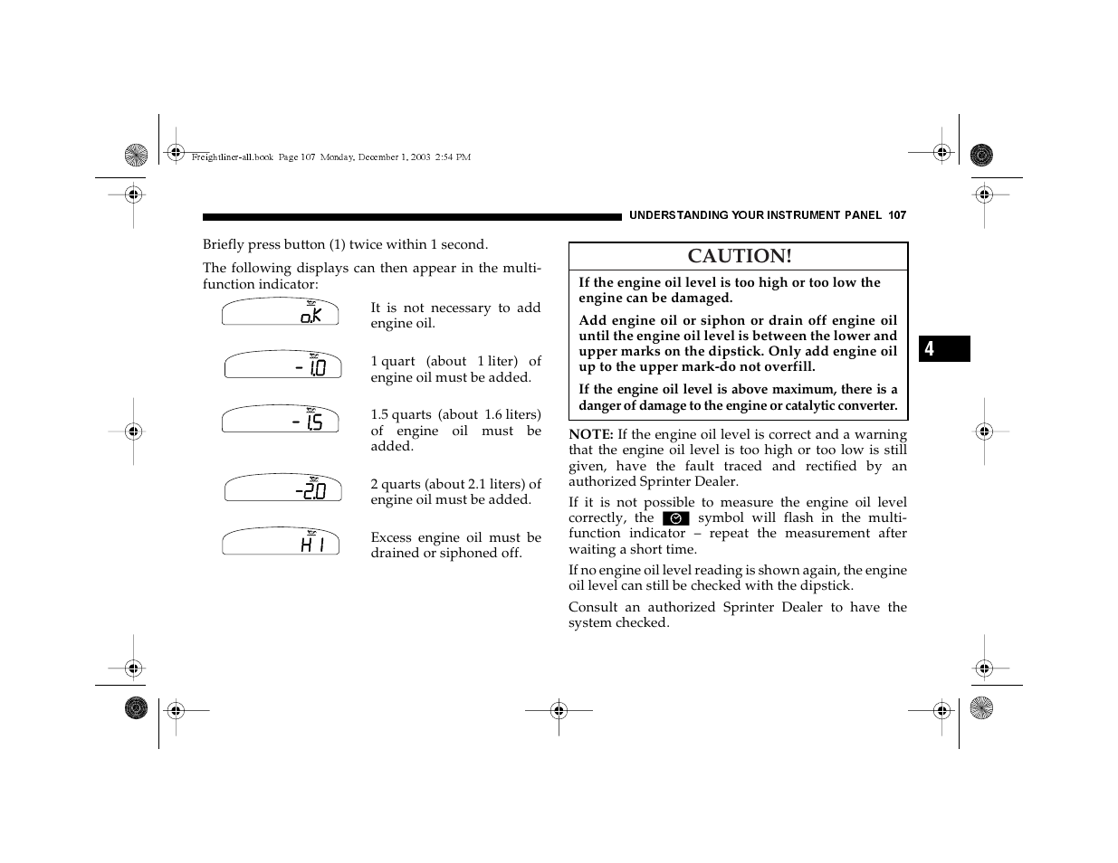 Caution | Dodge 2004 Sprinter Carb & Chassis User Manual | Page 107 / 272