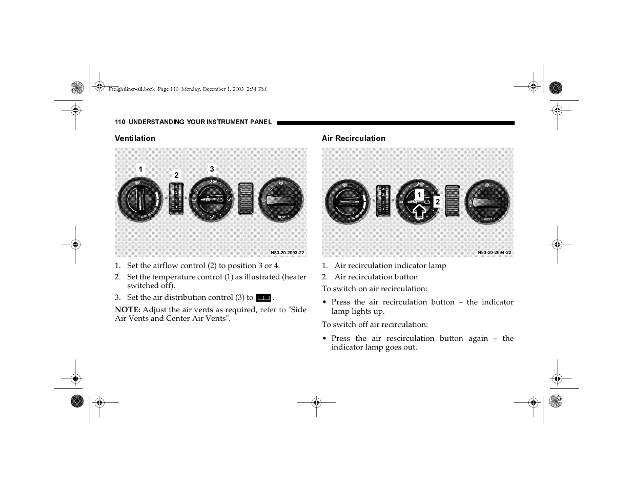 Ventilation, Air recirculation | Dodge 2004 Sprinter Carb & Chassis User Manual | Page 110 / 272