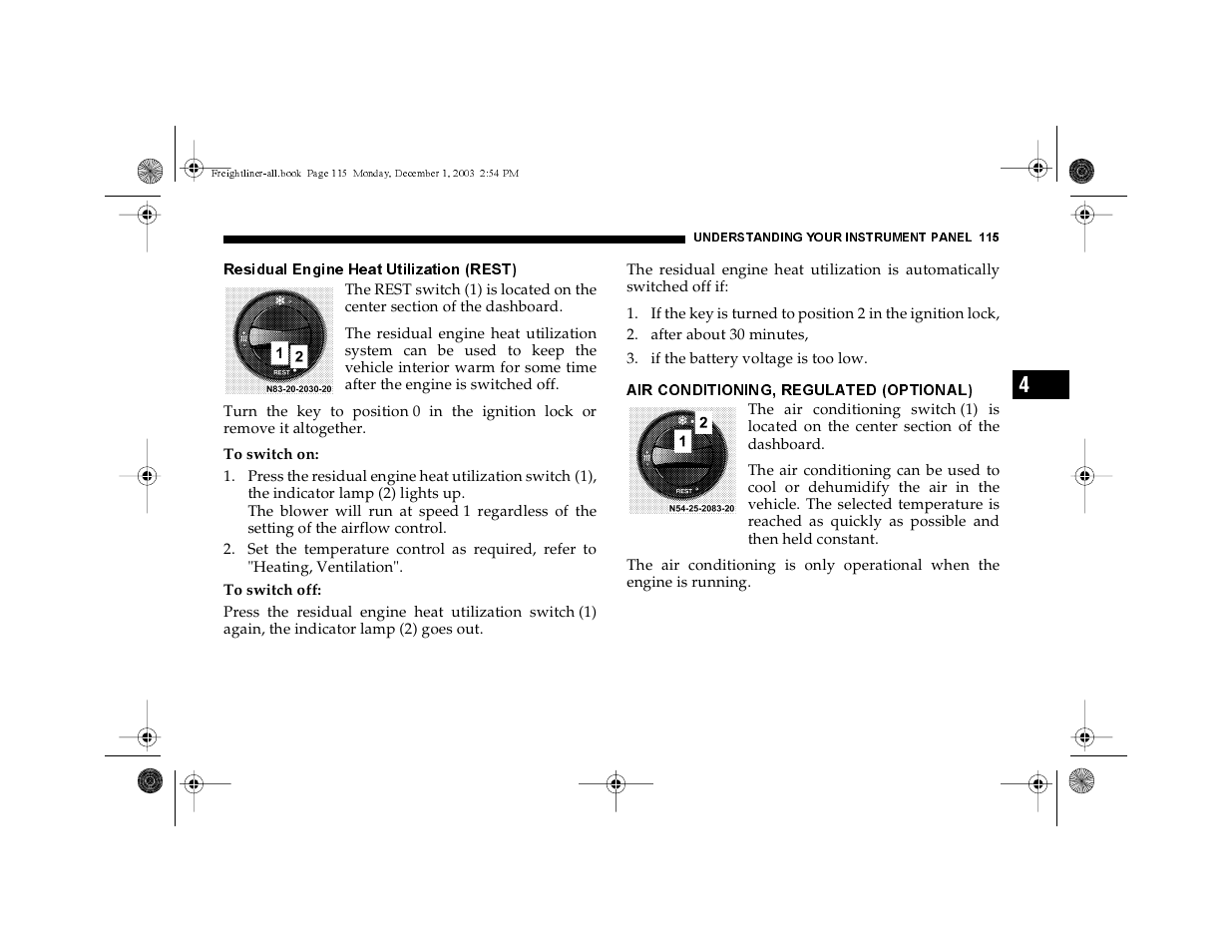 Residual engine heat utilization (rest), Air conditioning, regulated (optional) | Dodge 2004 Sprinter Carb & Chassis User Manual | Page 115 / 272