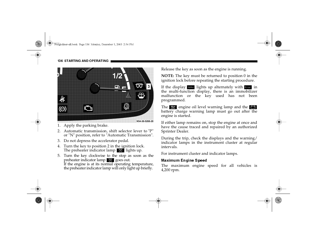 Maximum engine speed | Dodge 2004 Sprinter Carb & Chassis User Manual | Page 136 / 272