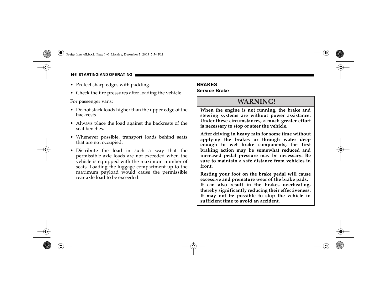 Warning | Dodge 2004 Sprinter Carb & Chassis User Manual | Page 146 / 272
