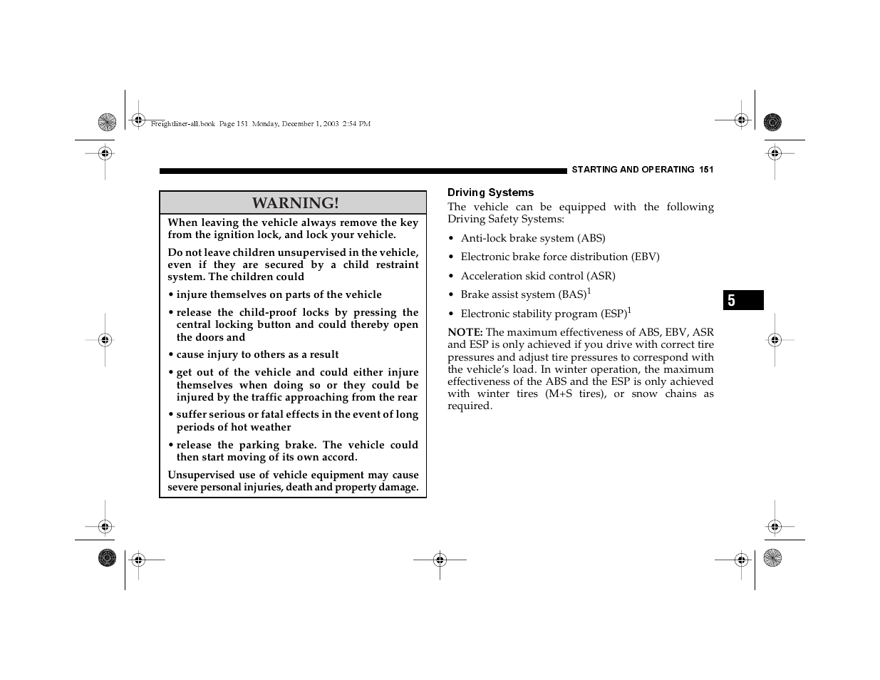 Driving systems, Warning | Dodge 2004 Sprinter Carb & Chassis User Manual | Page 151 / 272