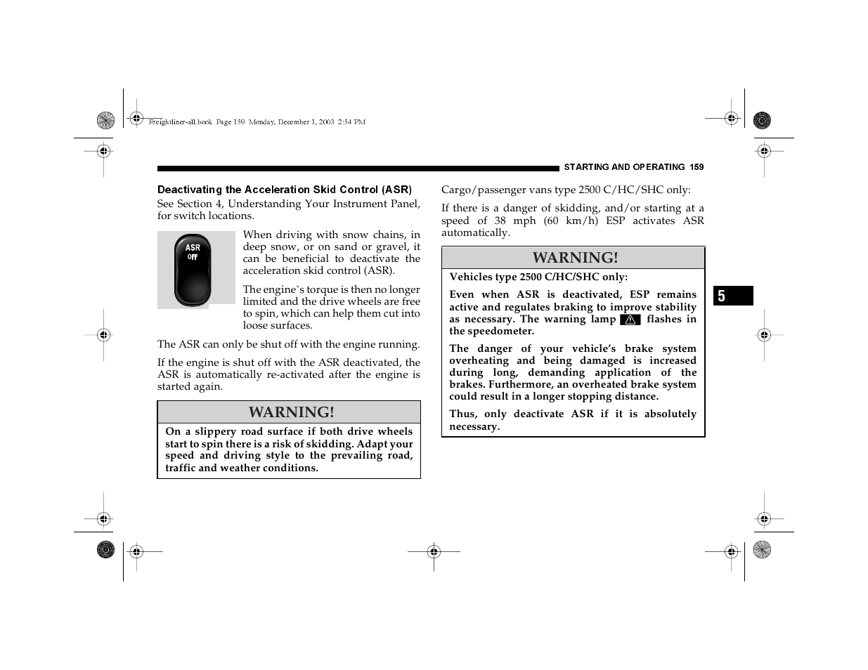 Warning | Dodge 2004 Sprinter Carb & Chassis User Manual | Page 159 / 272