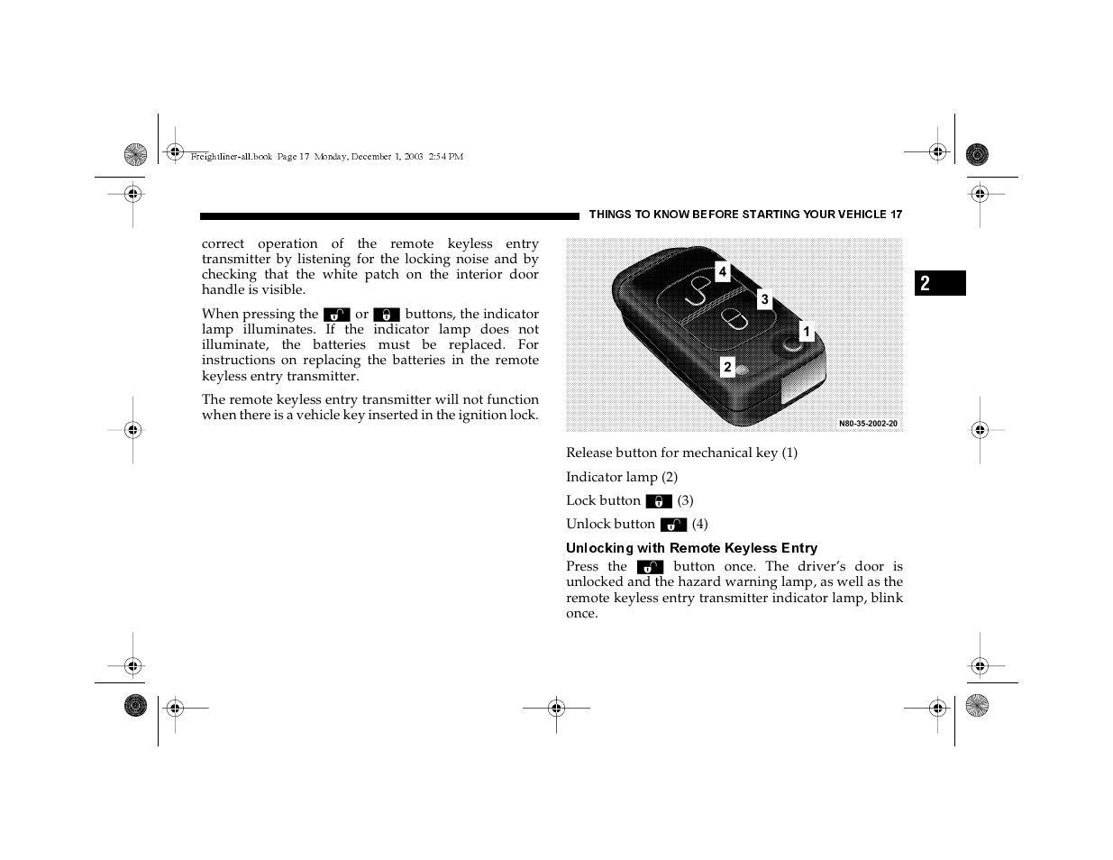 Unlocking with remote keyless entry | Dodge 2004 Sprinter Carb & Chassis User Manual | Page 17 / 272