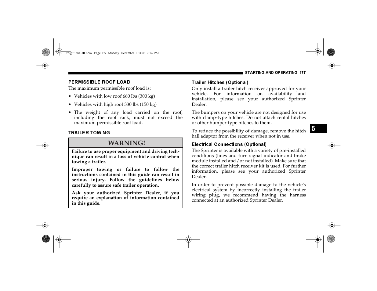 Warning | Dodge 2004 Sprinter Carb & Chassis User Manual | Page 177 / 272