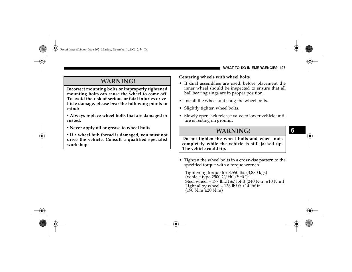 Warning | Dodge 2004 Sprinter Carb & Chassis User Manual | Page 197 / 272