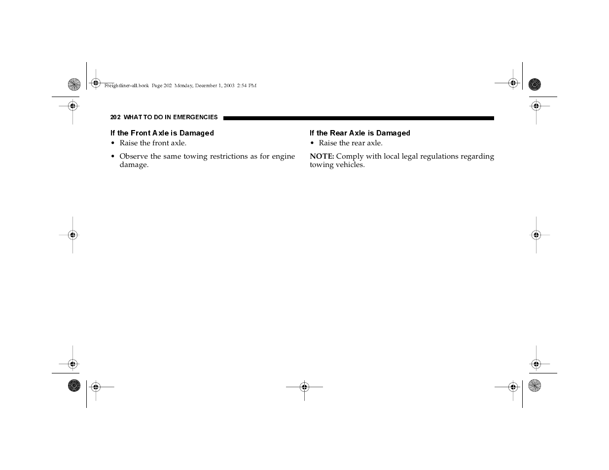 If the front axle is damaged, If the rear axle is damaged | Dodge 2004 Sprinter Carb & Chassis User Manual | Page 202 / 272