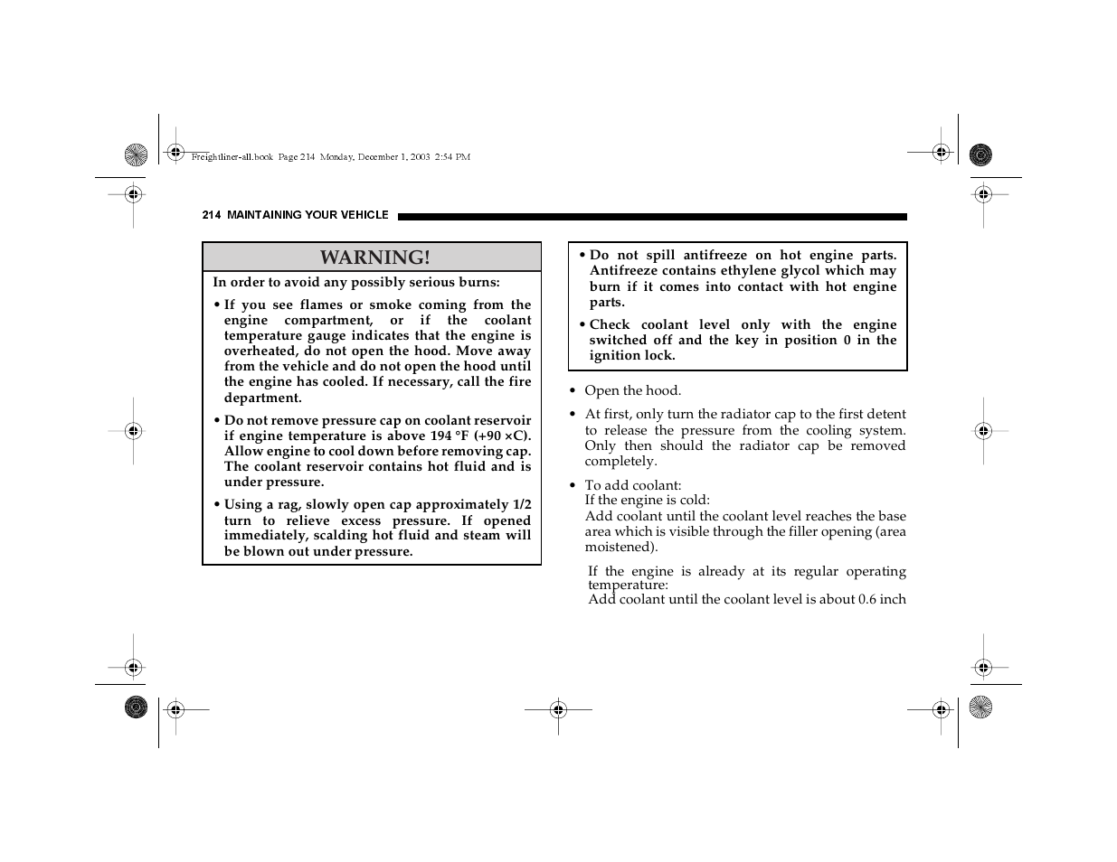 Warning | Dodge 2004 Sprinter Carb & Chassis User Manual | Page 214 / 272