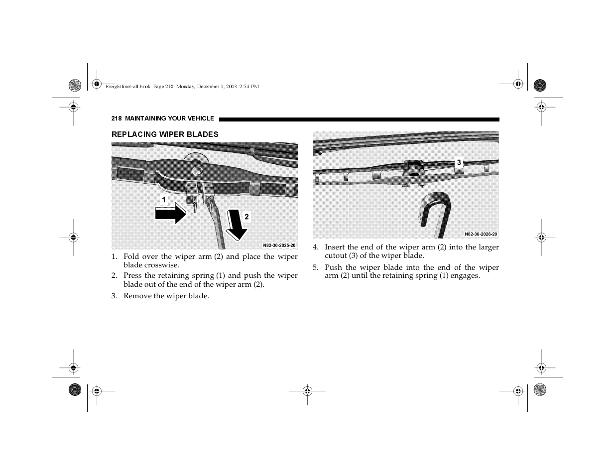 Replacing wiper blades | Dodge 2004 Sprinter Carb & Chassis User Manual | Page 218 / 272