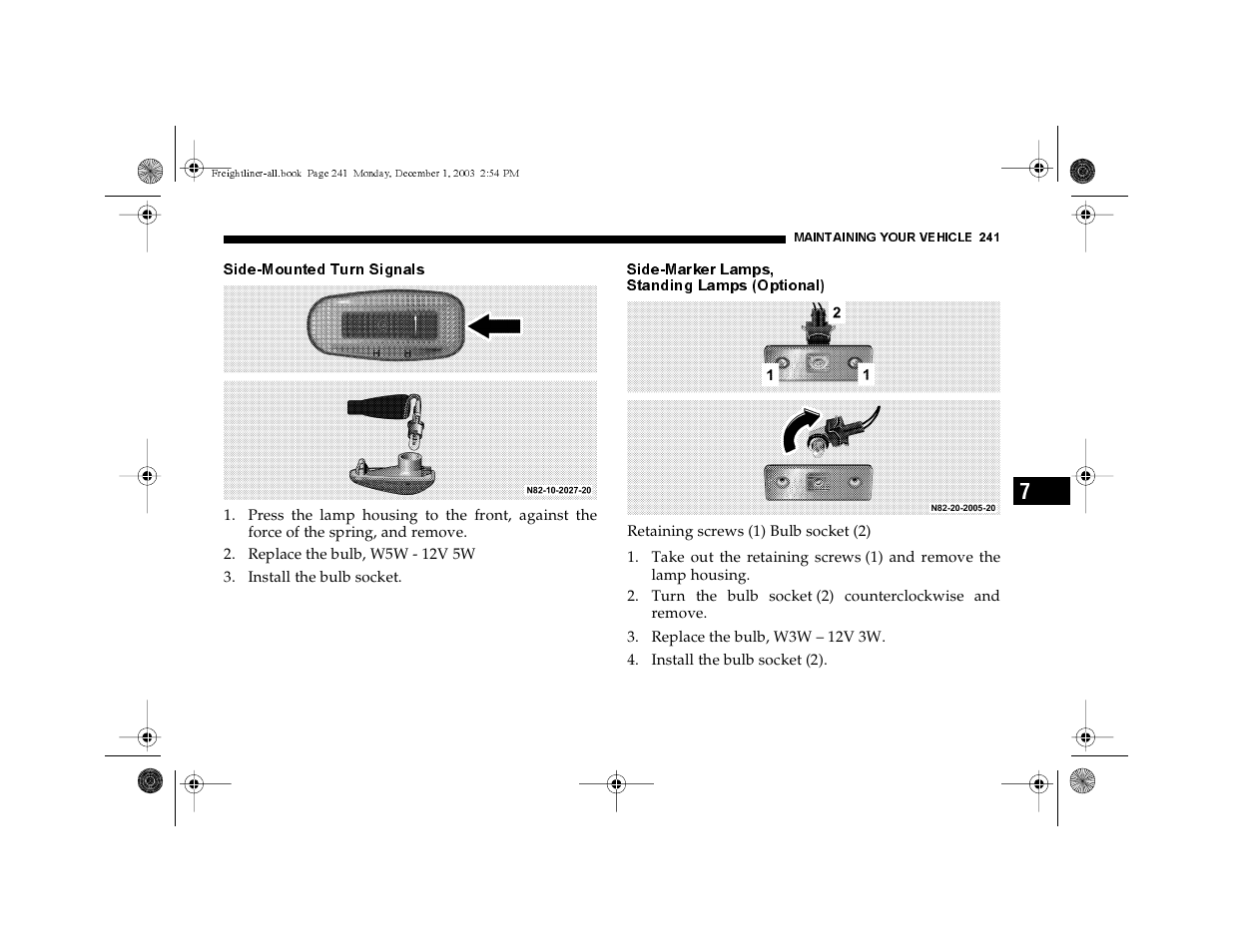 Side-mounted turn signals, Side-marker lamps, standing lamps (optional) | Dodge 2004 Sprinter Carb & Chassis User Manual | Page 241 / 272