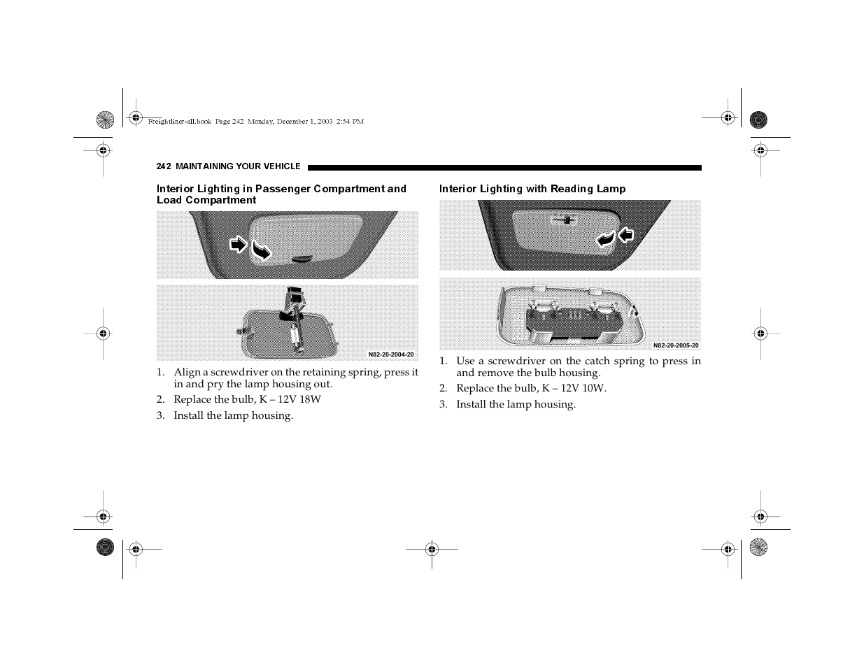 Interior lighting with reading lamp | Dodge 2004 Sprinter Carb & Chassis User Manual | Page 242 / 272