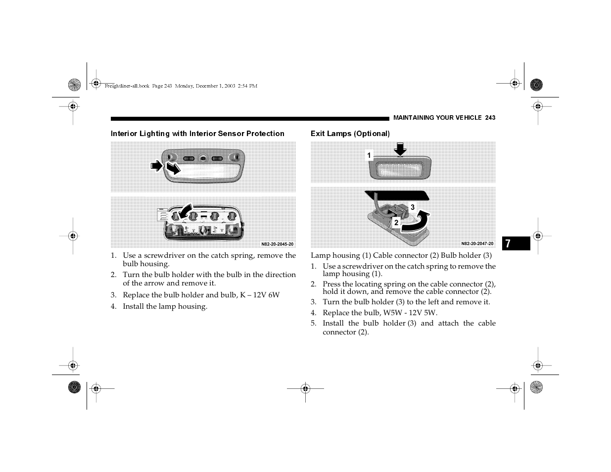 Interior lighting with interior sensor protection, Exit lamps (optional) | Dodge 2004 Sprinter Carb & Chassis User Manual | Page 243 / 272