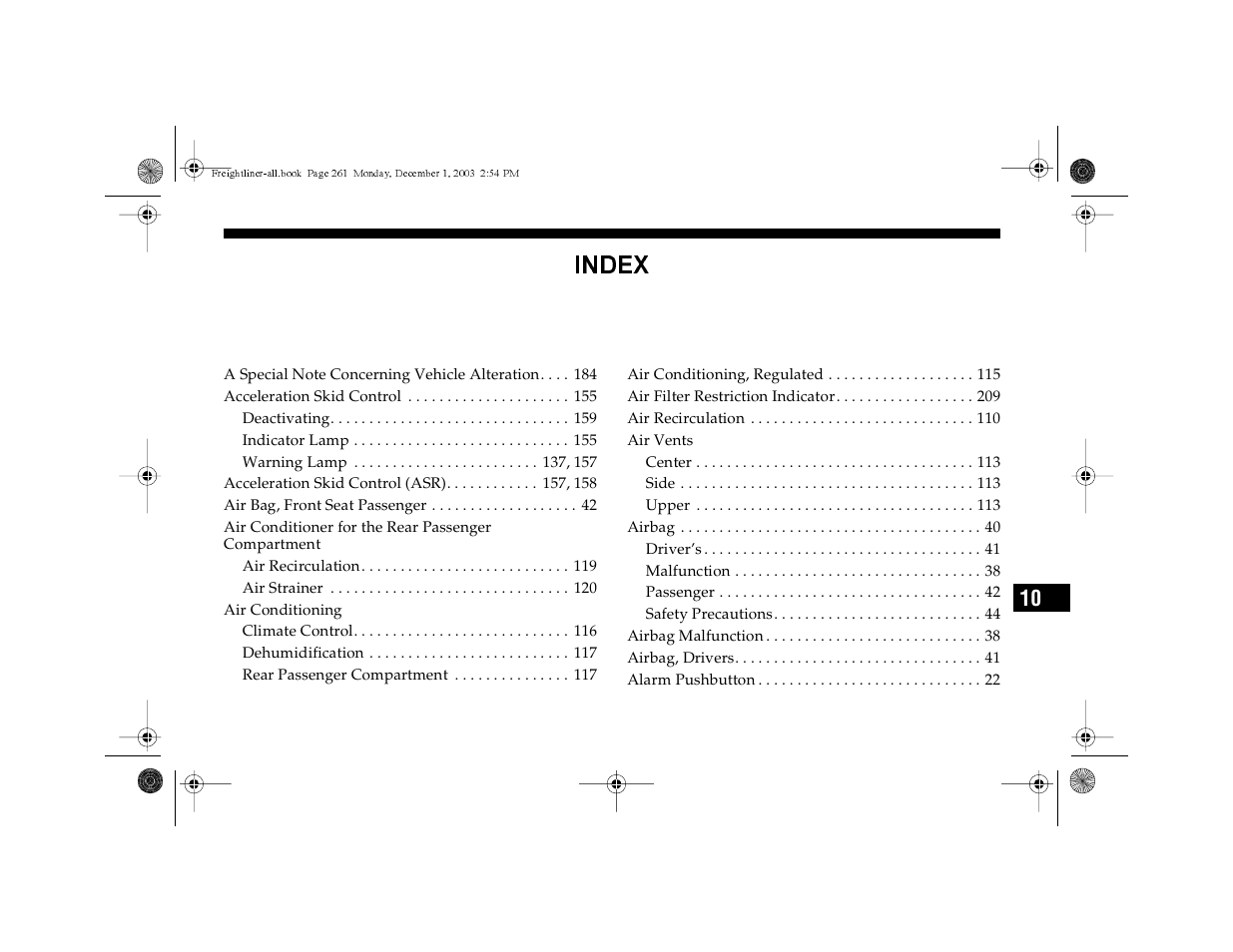 Index | Dodge 2004 Sprinter Carb & Chassis User Manual | Page 261 / 272