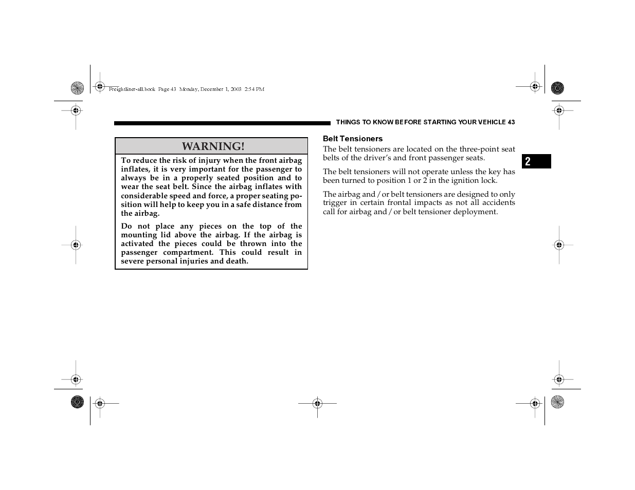 Belt tensioners, Warning | Dodge 2004 Sprinter Carb & Chassis User Manual | Page 43 / 272