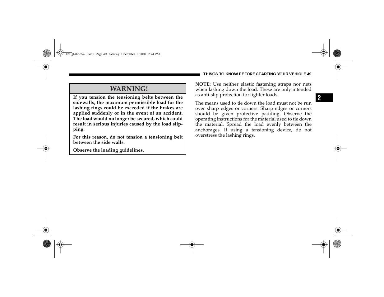 Warning | Dodge 2004 Sprinter Carb & Chassis User Manual | Page 49 / 272