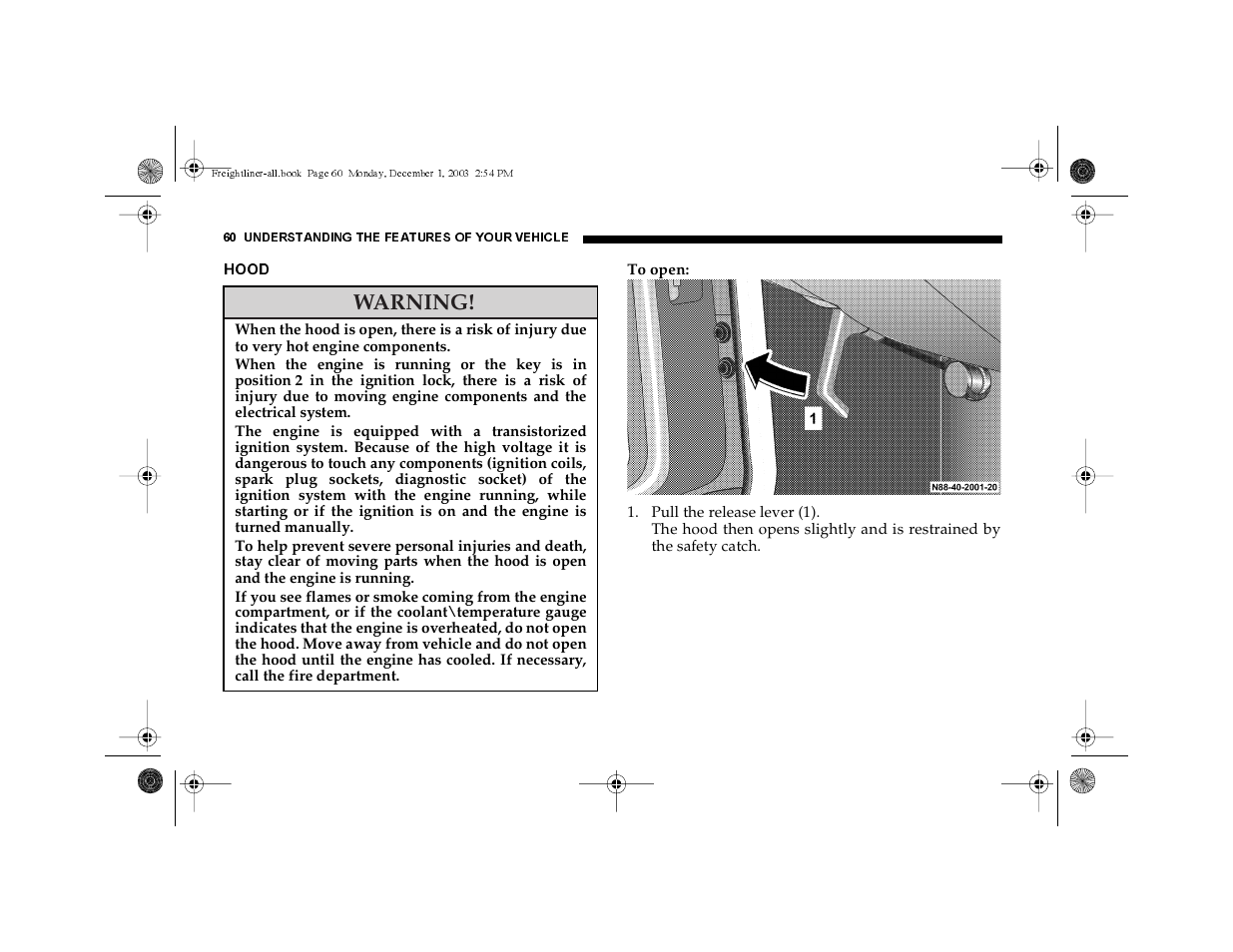 Hood, Warning | Dodge 2004 Sprinter Carb & Chassis User Manual | Page 60 / 272