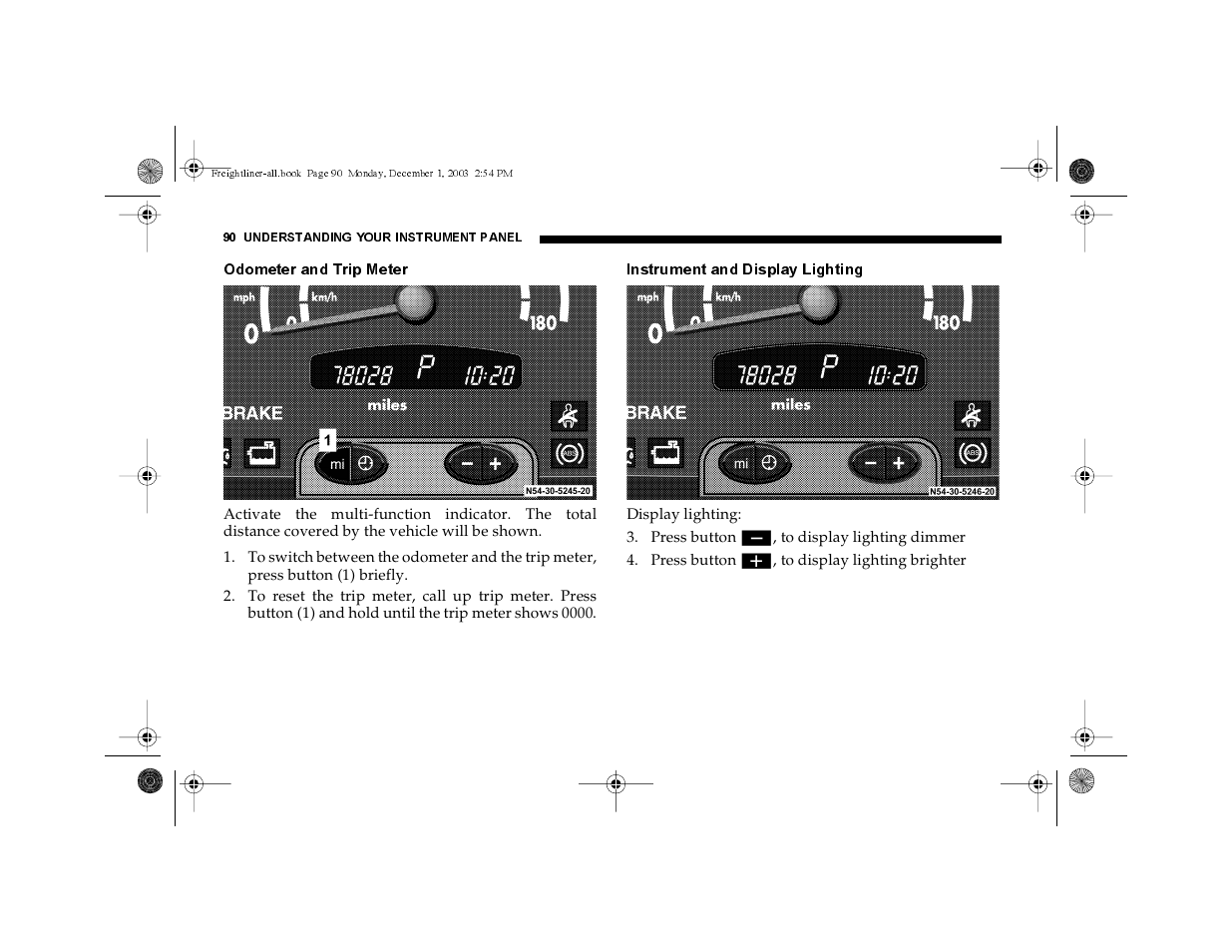 Odometer and trip meter, Instrument and display lighting | Dodge 2004 Sprinter Carb & Chassis User Manual | Page 90 / 272