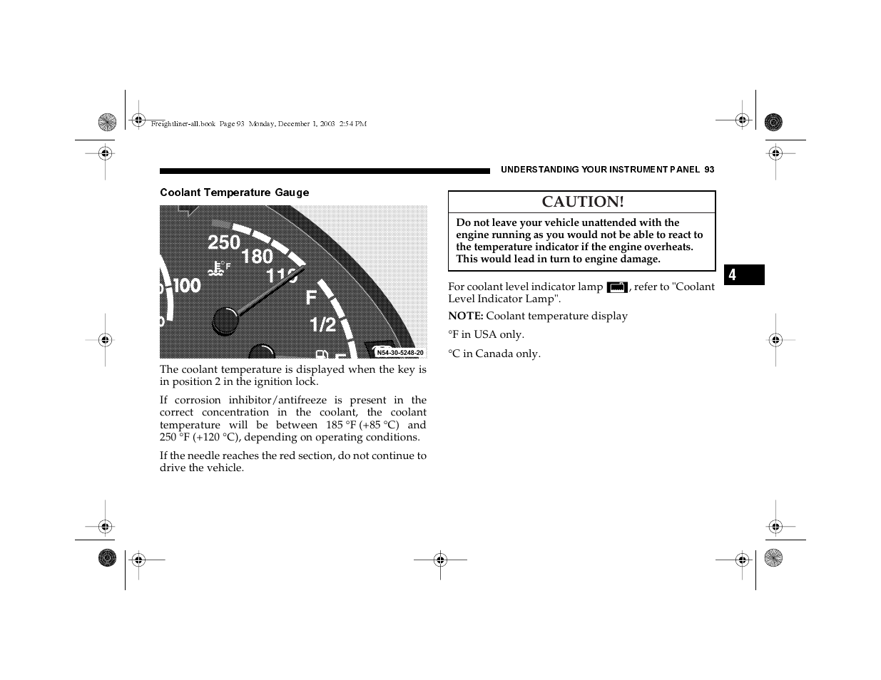 Coolant temperature gauge, Caution | Dodge 2004 Sprinter Carb & Chassis User Manual | Page 93 / 272