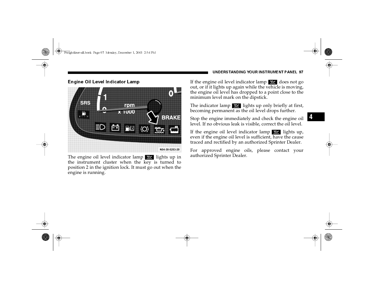 Engine oil level indicator lamp | Dodge 2004 Sprinter Carb & Chassis User Manual | Page 97 / 272