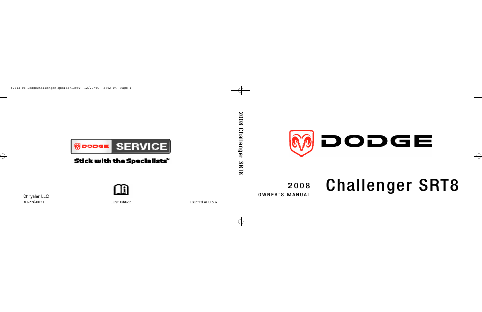 Dodge 2008 Challenger SRT8 User Manual | 385 pages