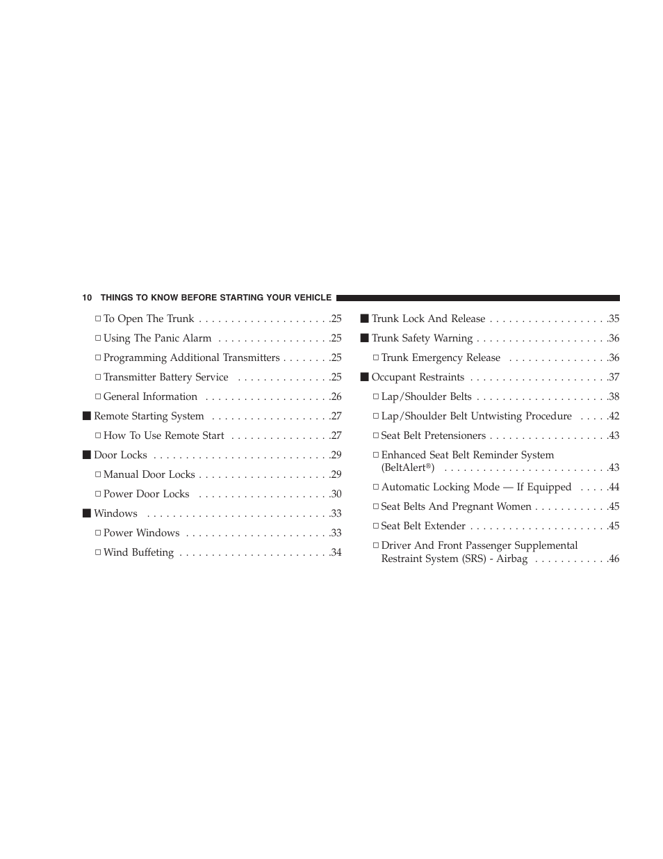 Dodge 2008 Challenger SRT8 User Manual | Page 12 / 385
