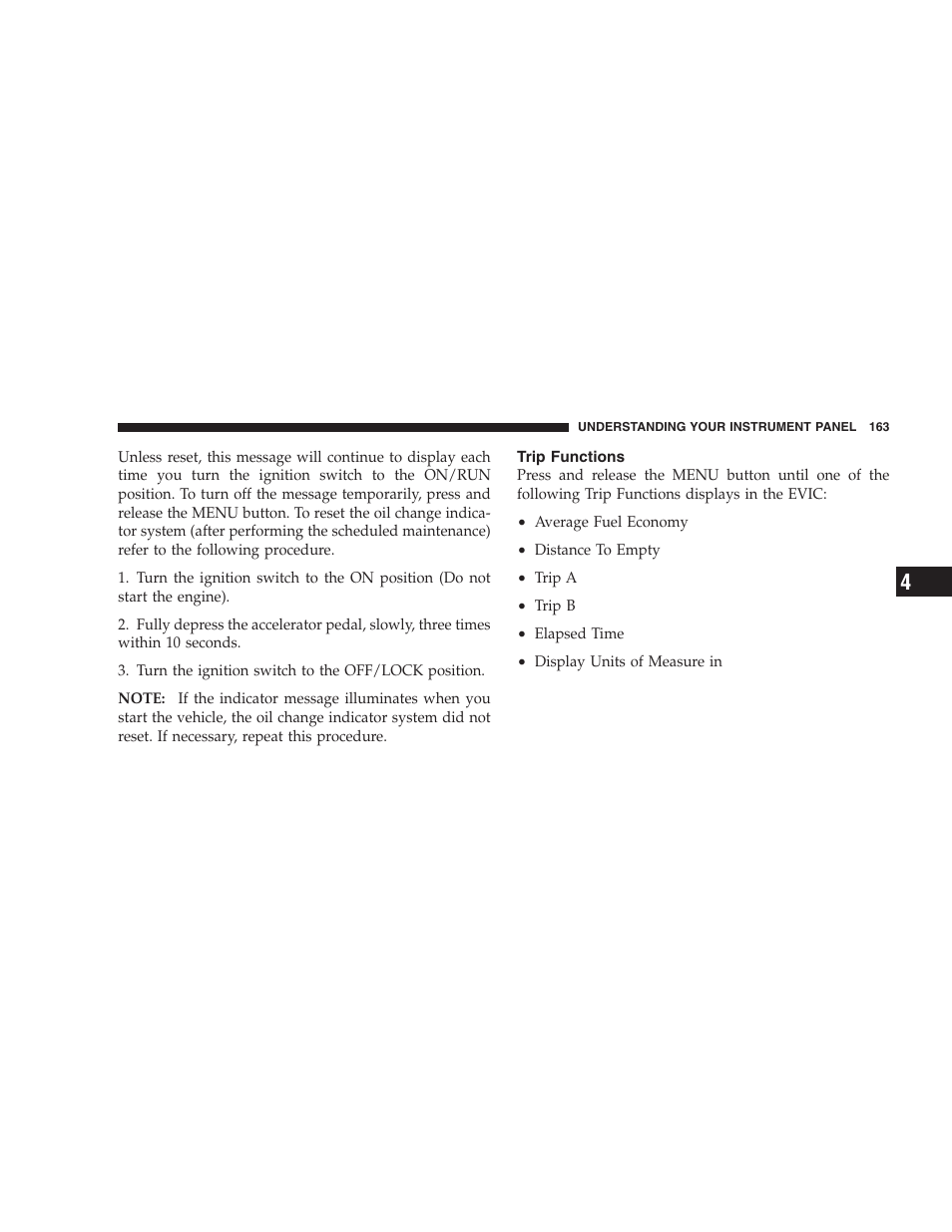 Trip functions | Dodge 2008 Challenger SRT8 User Manual | Page 165 / 385