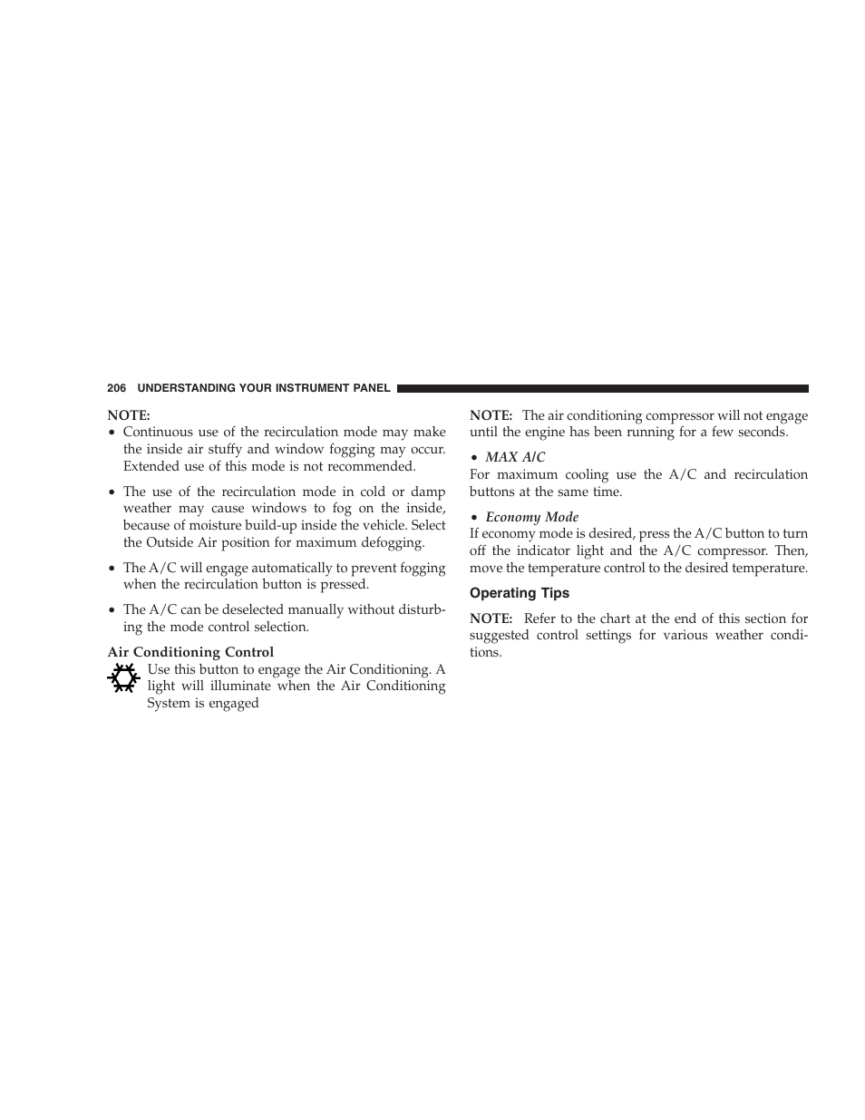 Operating tips | Dodge 2008 Challenger SRT8 User Manual | Page 208 / 385