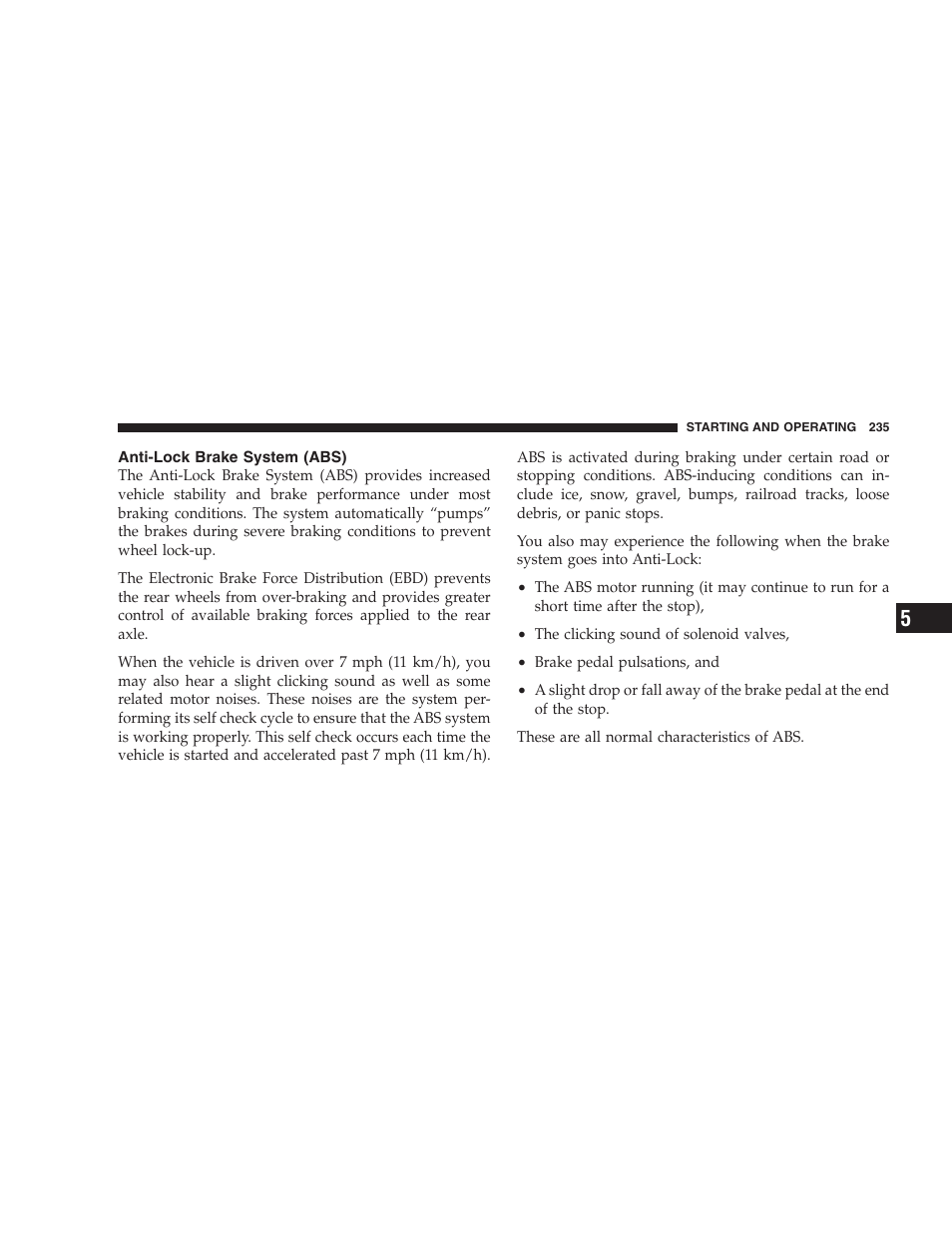 Anti-lock brake system (abs) | Dodge 2008 Challenger SRT8 User Manual | Page 237 / 385