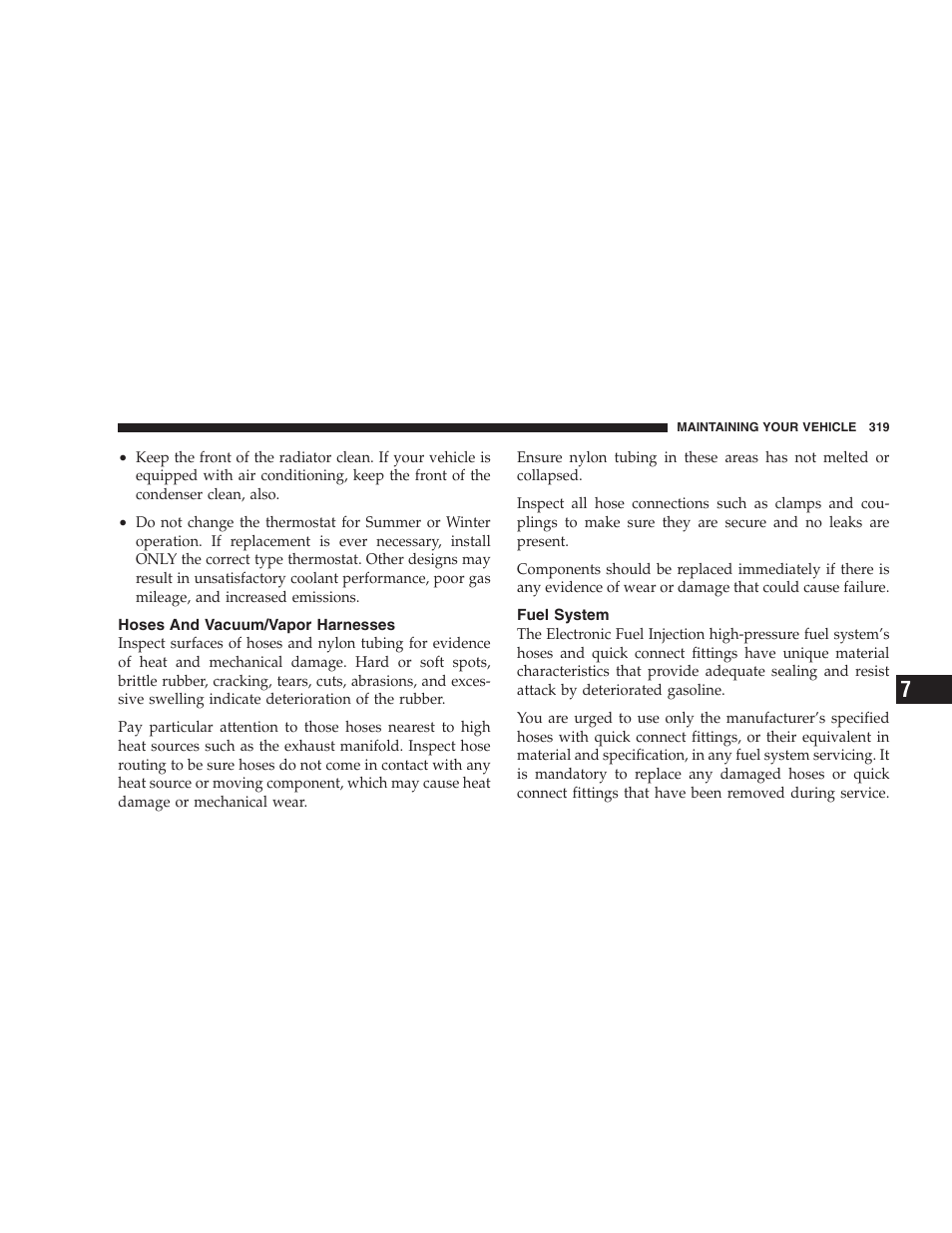 Hoses and vacuum/vapor harnesses, Fuel system | Dodge 2008 Challenger SRT8 User Manual | Page 321 / 385