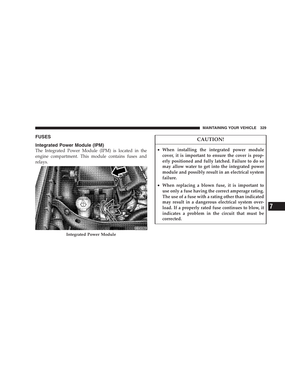 Fuses, Integrated power module (ipm) | Dodge 2008 Challenger SRT8 User Manual | Page 331 / 385