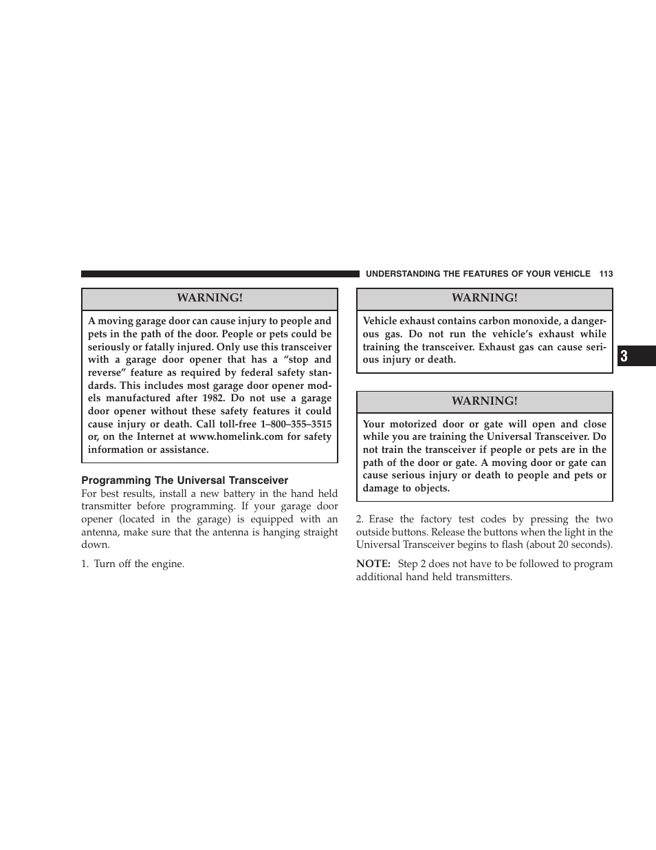 Programming the universal transceiver | Dodge 2007 Caliber User Manual | Page 113 / 360