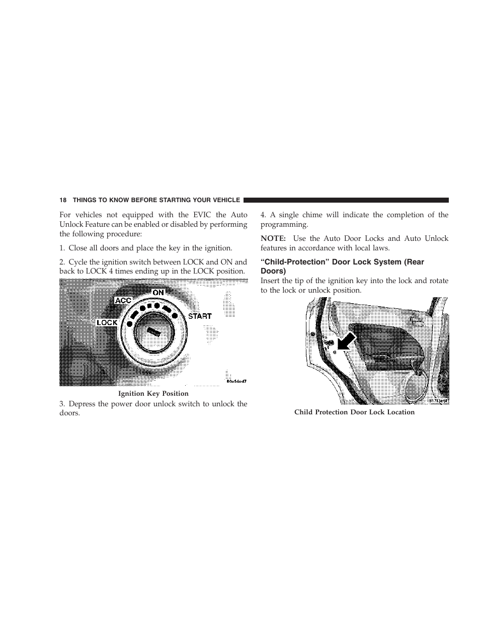 Child-protection” door lock system, Rear doors) | Dodge 2007 Caliber User Manual | Page 18 / 360