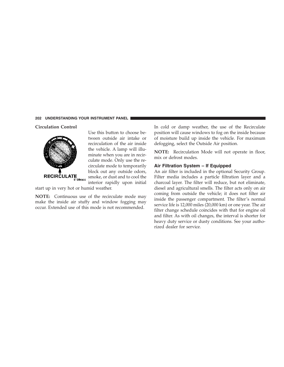 Air filtration system – if equipped | Dodge 2007 Caliber User Manual | Page 202 / 360