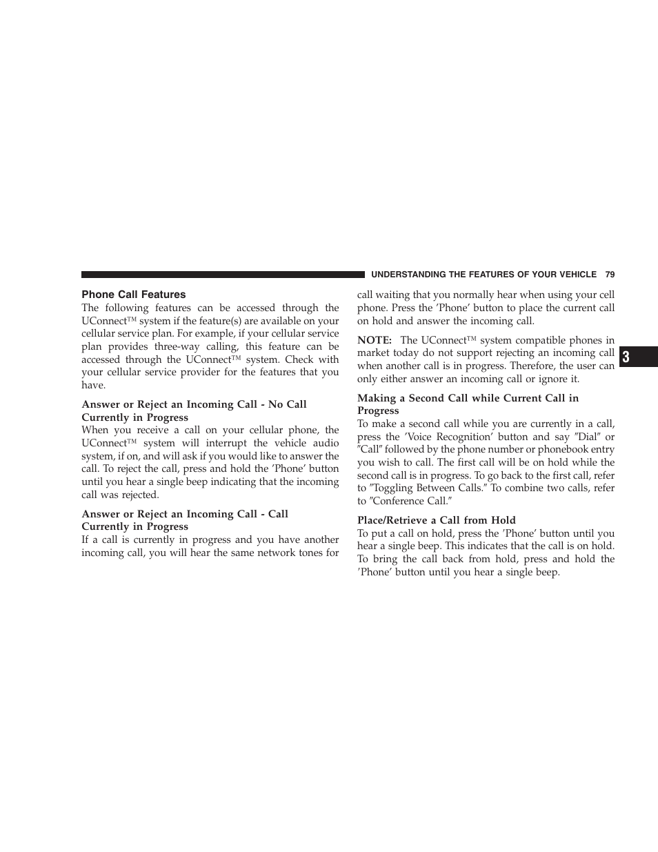 Phone call features | Dodge 2007 Caliber User Manual | Page 79 / 360