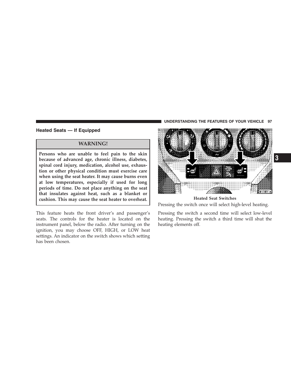 Heated seats — if equipped | Dodge 2007 Caliber User Manual | Page 97 / 360