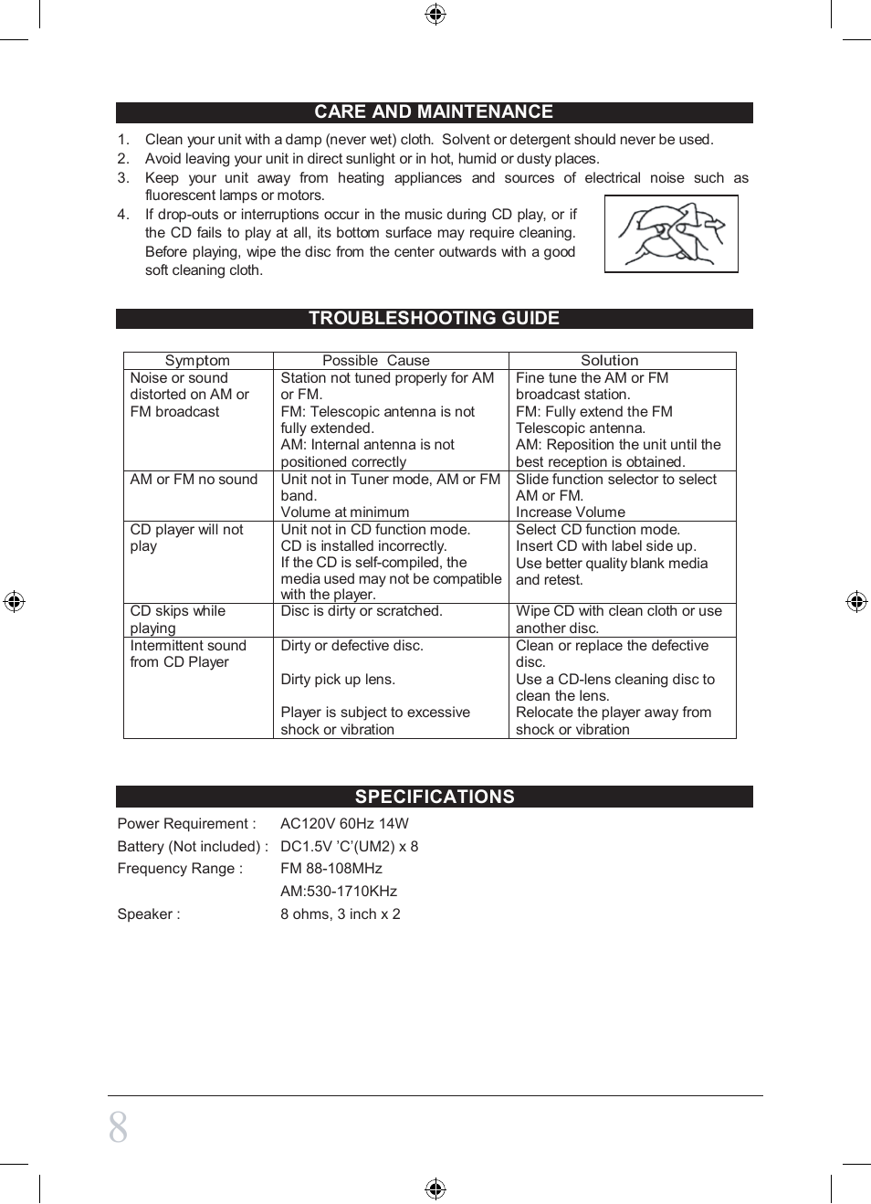 Curtis SRCD681 User Manual | Page 8 / 9