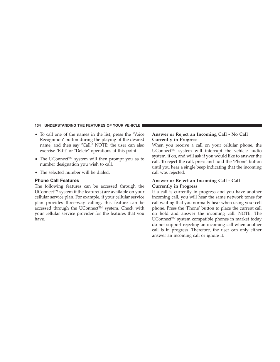 Phone call features | Dodge 2007  Ram Pickup 3500 User Manual | Page 134 / 568