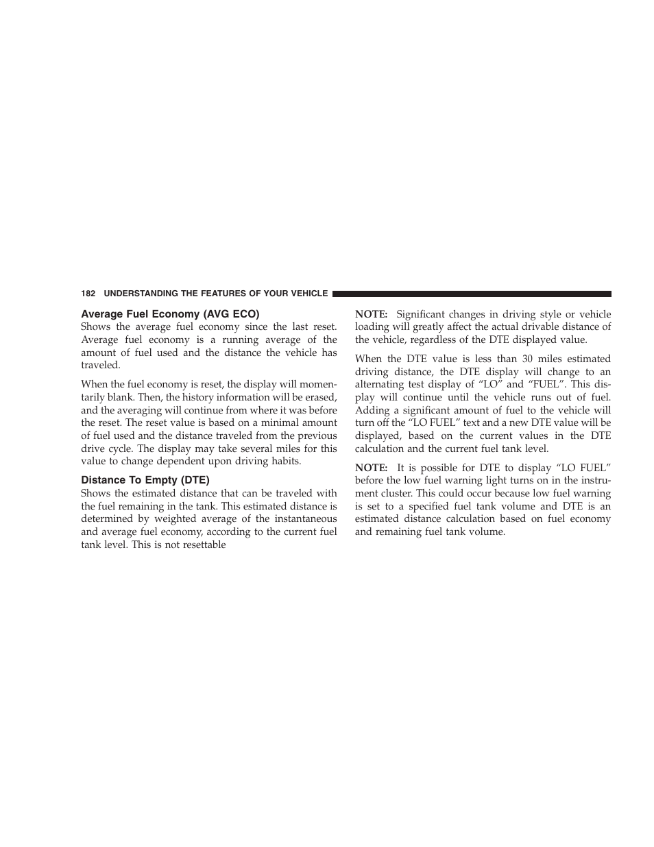 Average fuel economy (avg eco), Distance to empty (dte) | Dodge 2007  Ram Pickup 3500 User Manual | Page 182 / 568