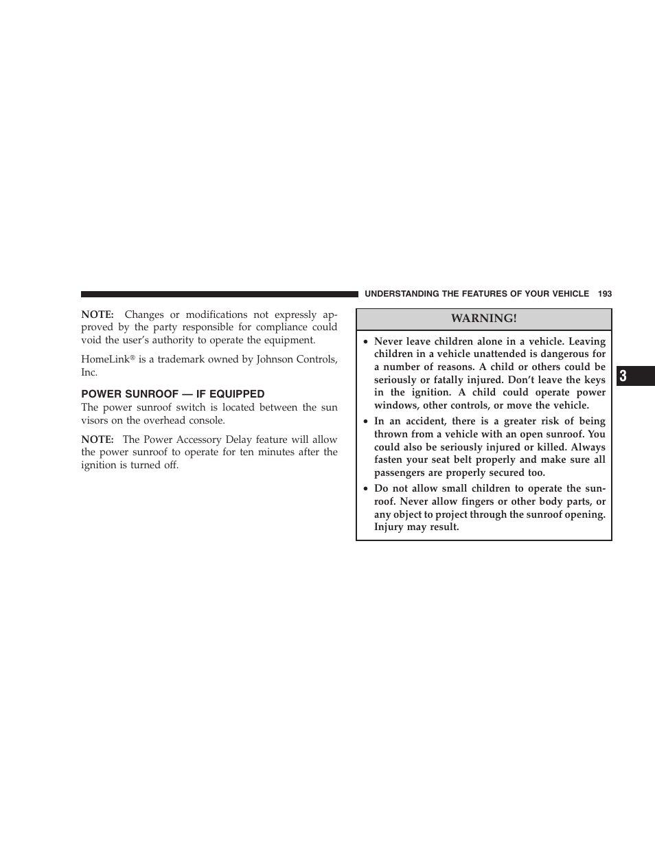 Power sunroof — if equipped | Dodge 2007  Ram Pickup 3500 User Manual | Page 193 / 568