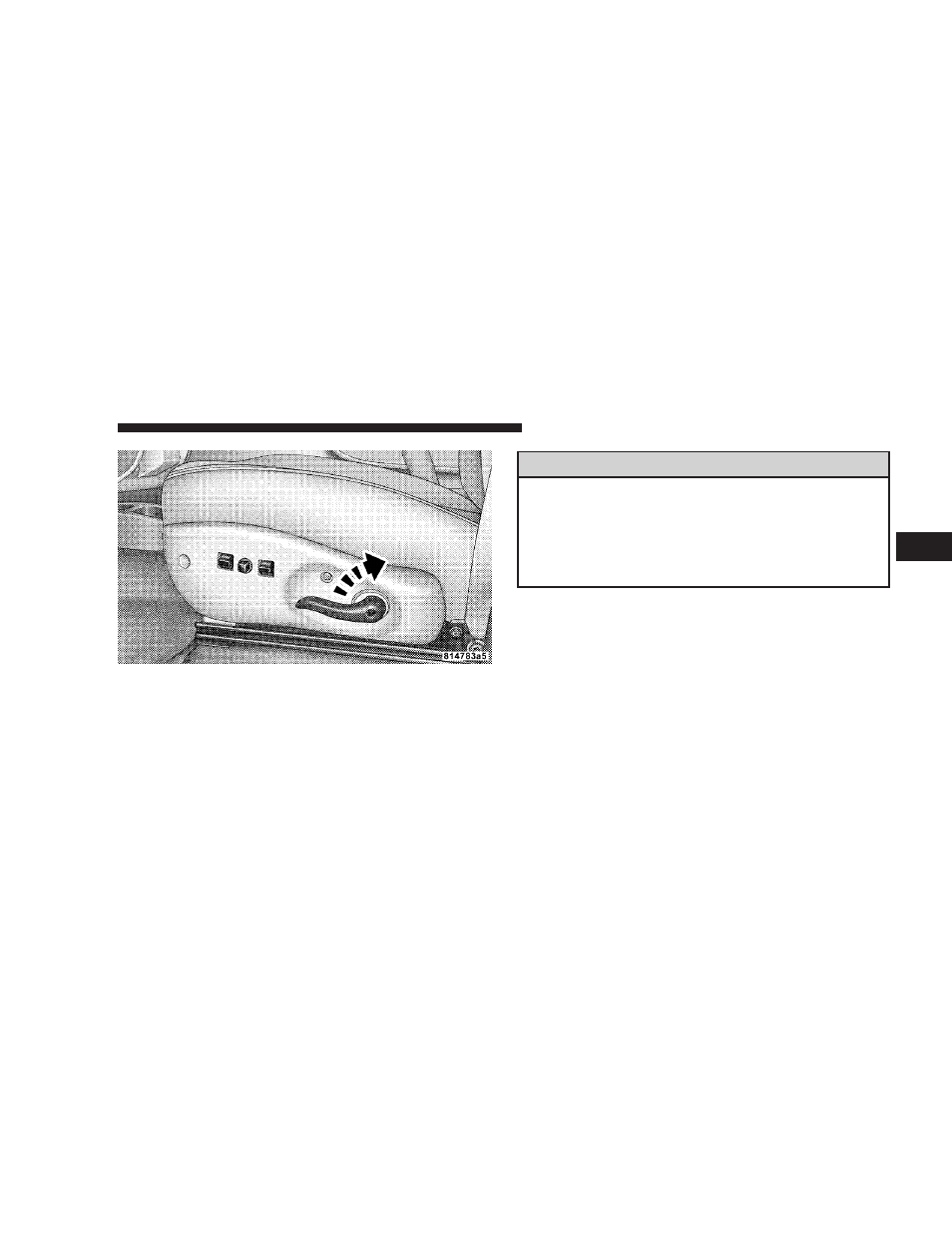 Manual lumbar support adjustment - if equipped, Manual lumbar support adjustment — if, Equipped | Dodge 2009 Dakota User Manual | Page 119 / 449