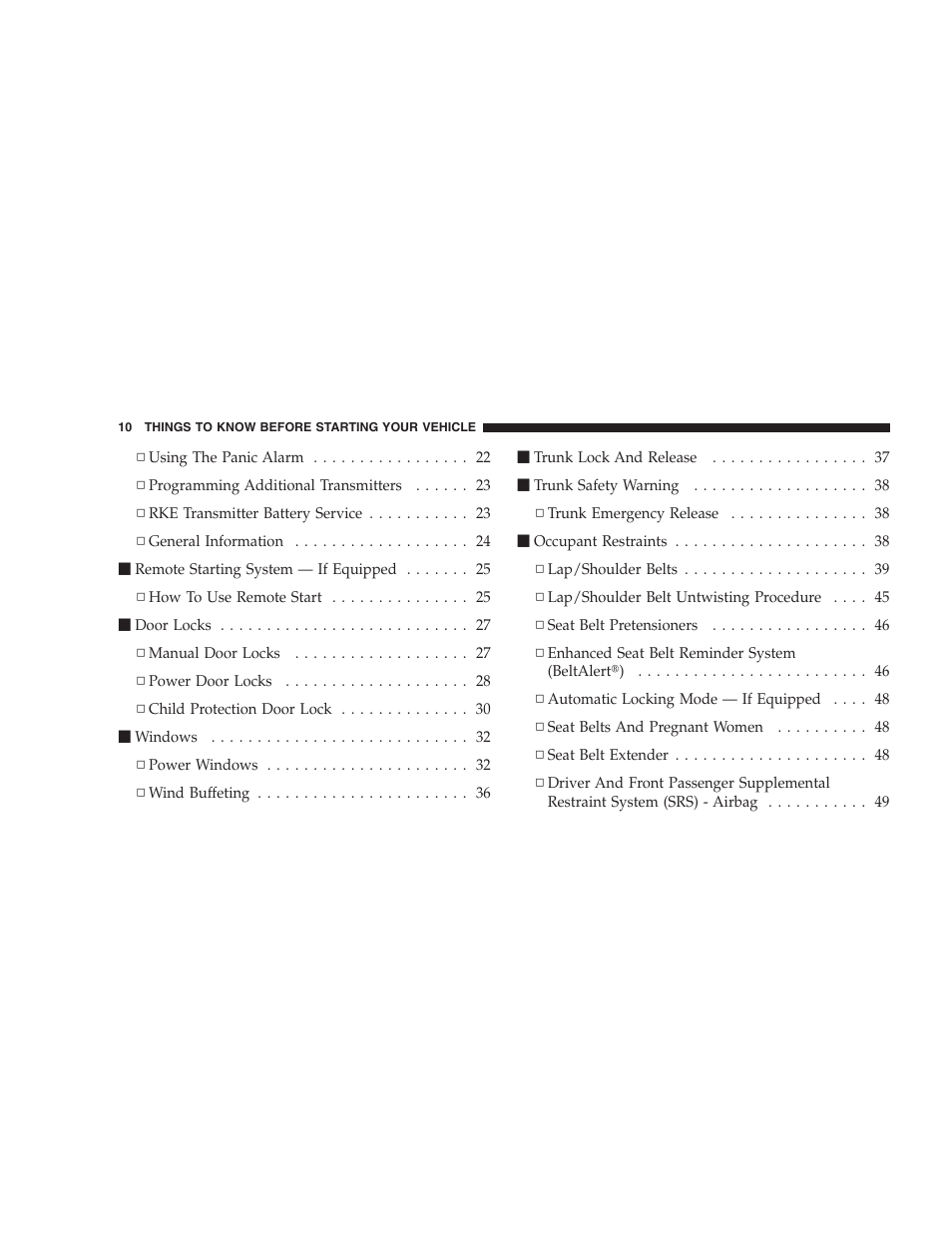 Dodge 2009 DX-48 Charger SRT8 User Manual | Page 12 / 443