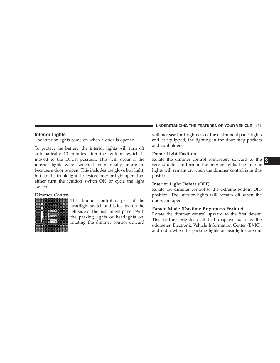 Interior lights | Dodge 2009 DX-48 Charger SRT8 User Manual | Page 133 / 443