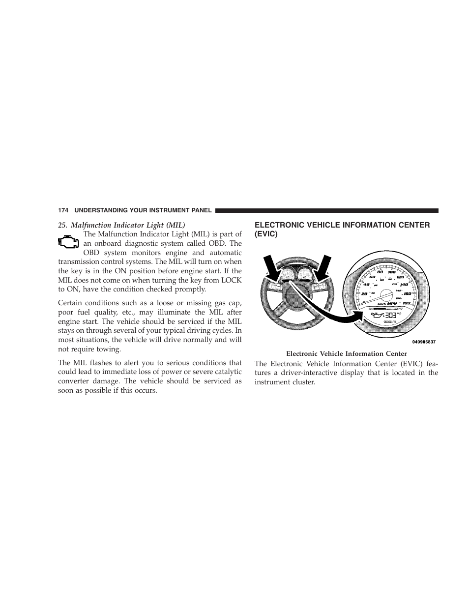 Electronic vehicle information center (evic) | Dodge 2009 DX-48 Charger SRT8 User Manual | Page 176 / 443