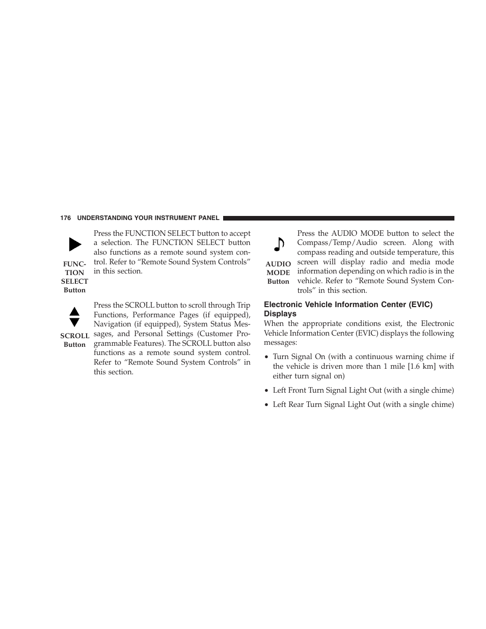 Electronic vehicle information center (evic), Displays | Dodge 2009 DX-48 Charger SRT8 User Manual | Page 178 / 443