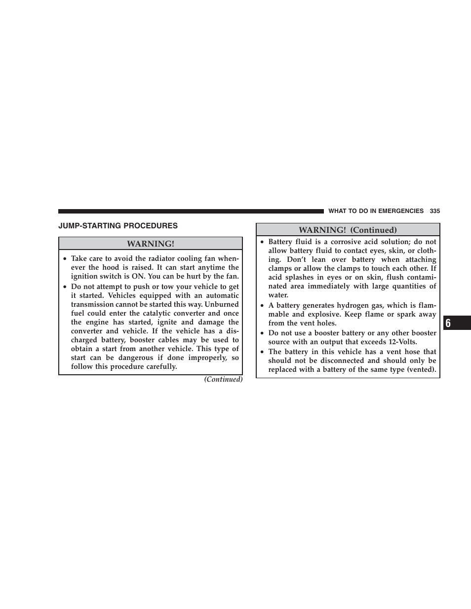 Jump-starting procedures | Dodge 2009 DX-48 Charger SRT8 User Manual | Page 337 / 443