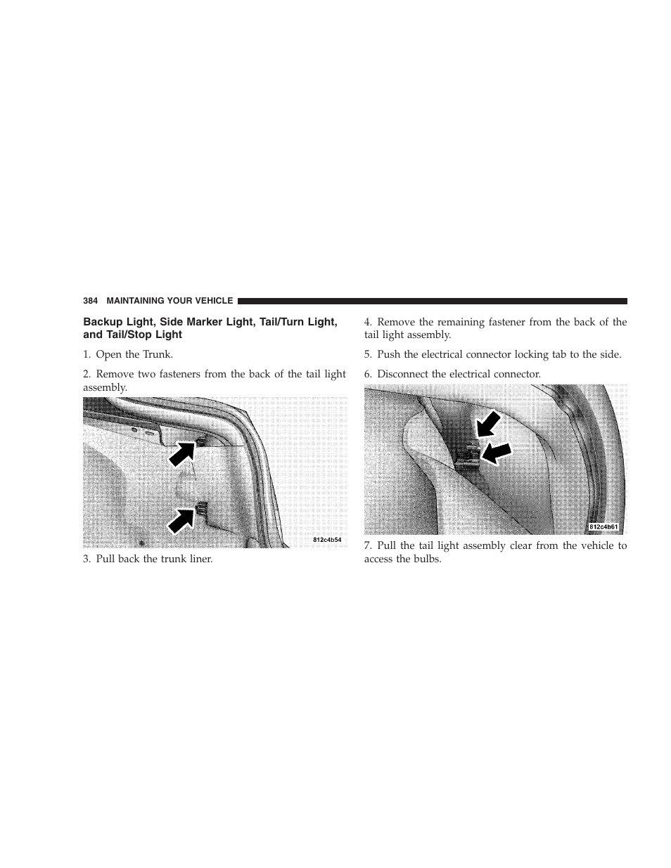 Backup light, side marker light, tail/turn, Light, and tail/stop light | Dodge 2009 DX-48 Charger SRT8 User Manual | Page 386 / 443