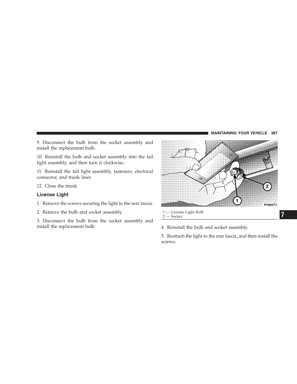 License light | Dodge 2009 DX-48 Charger SRT8 User Manual | Page 389 / 443