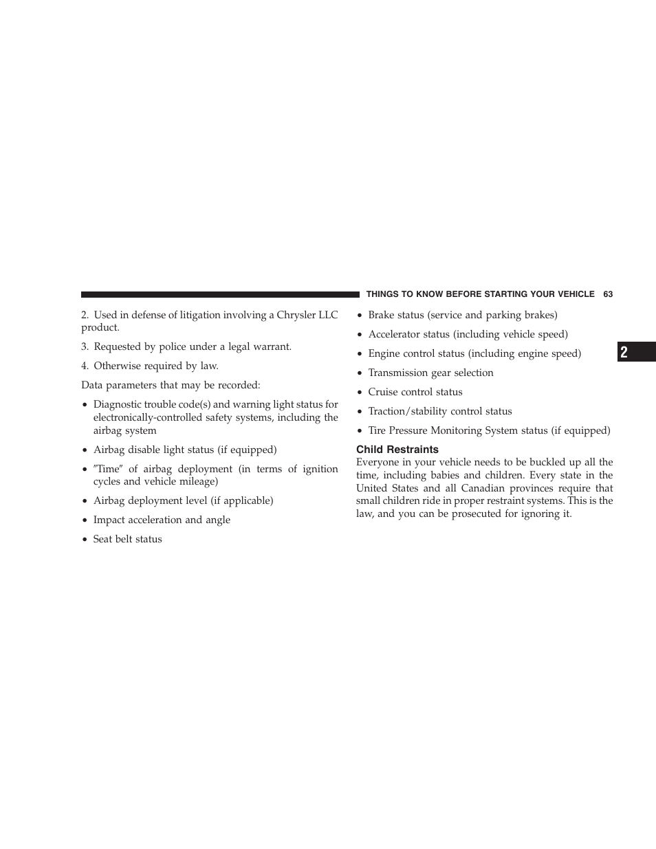 Child restraints | Dodge 2009 DX-48 Charger SRT8 User Manual | Page 65 / 443